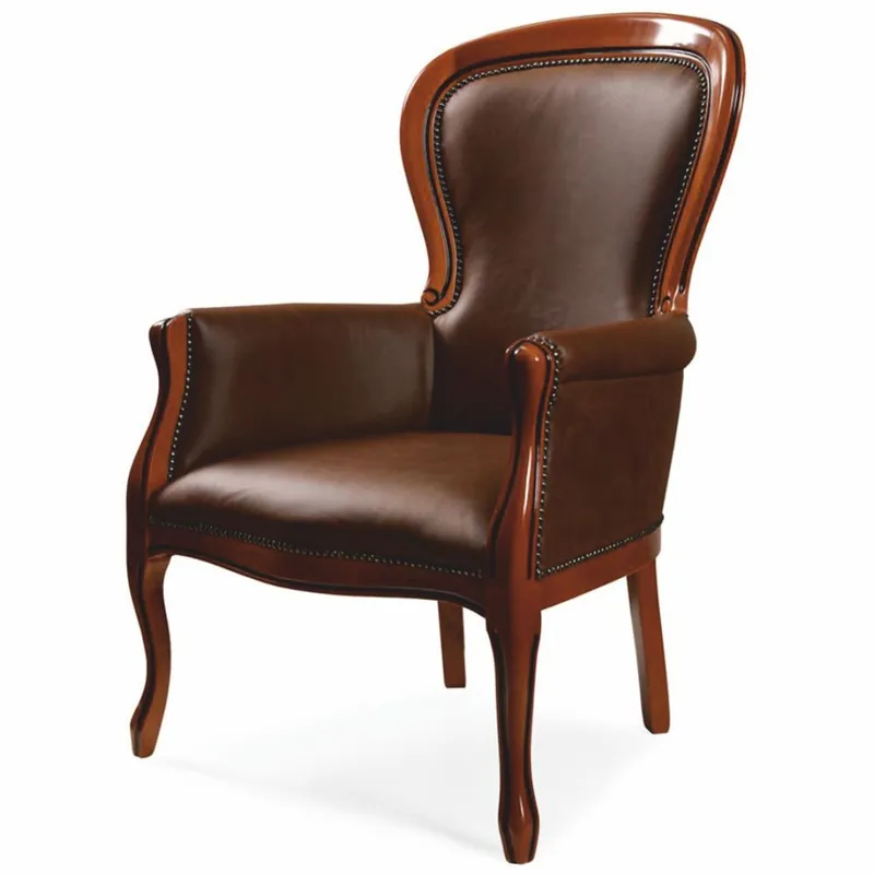 Casa Padrino poltrona barocco di lusso in pelle artificiale marrone scuro / marrone - Mobili barocchi Markenprodukt