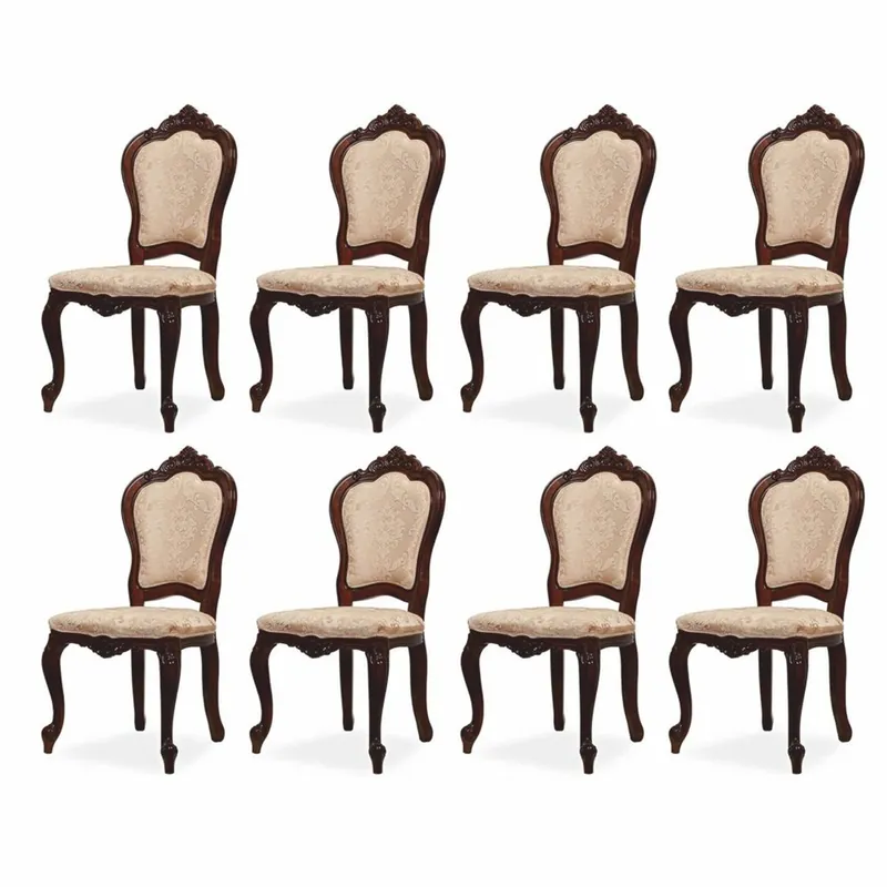 Casa Padrino set di 8 sedie da pranzo barocco di lusso con motivo beige / marrone A. 103 cm Nur Für Kurze Zeit
