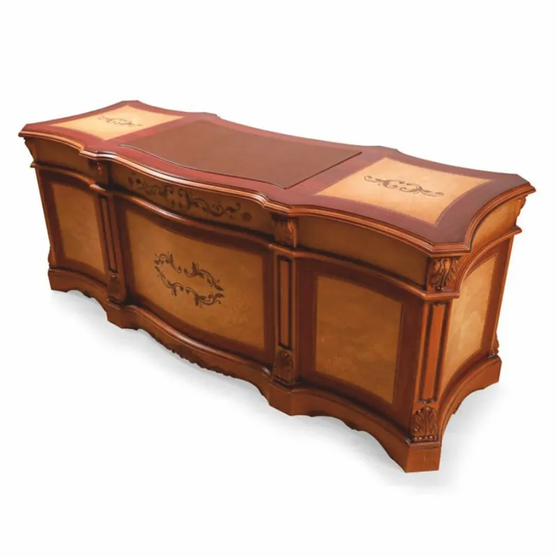 Neuheit Casa Padrino scrivania barocco di lusso marrone / naturale 209 cm - Mobili da ufficio in stile barocco