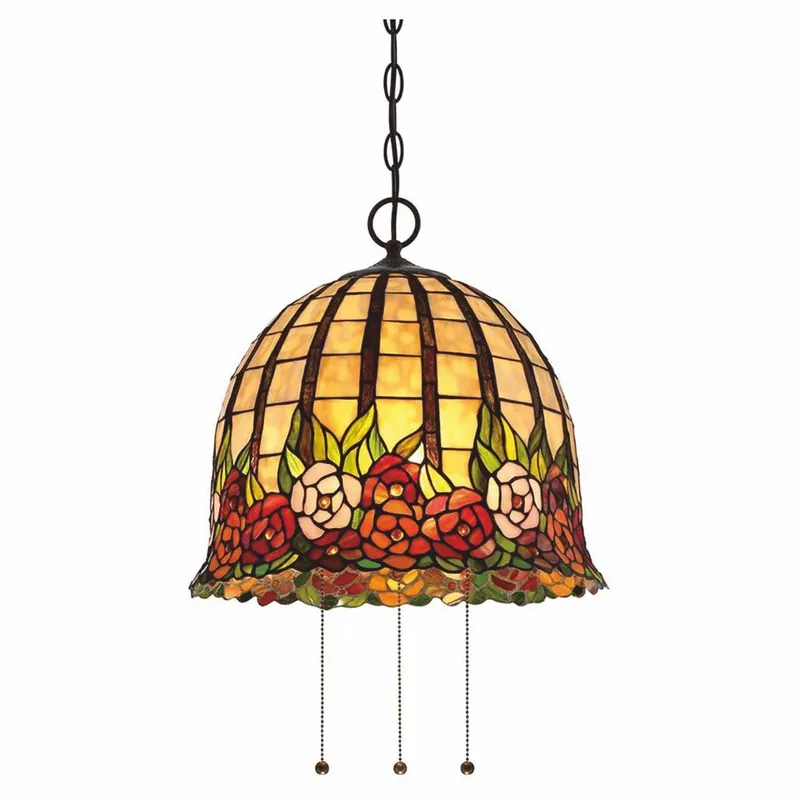 Neu Casa Padrino lampada a sospensione Tiffany di lusso rose colorato / bronzo Ø 38,1 x A. 38,3 cm