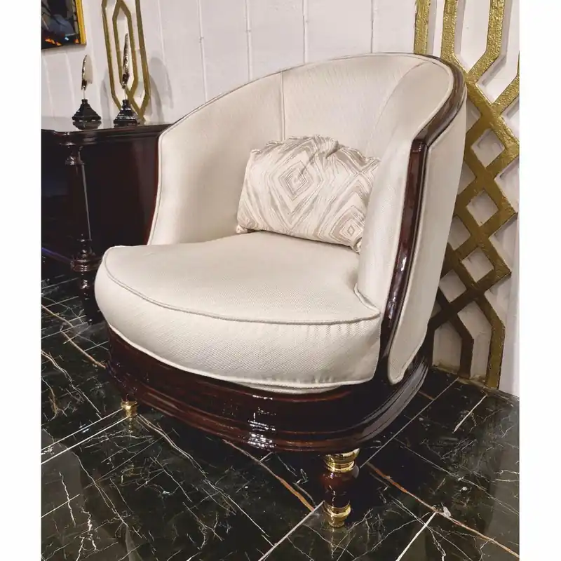 Casa Padrino poltrona barocco di lusso crema / marrone scuro / oro - Mobili da soggiorno barocchi Neuheit