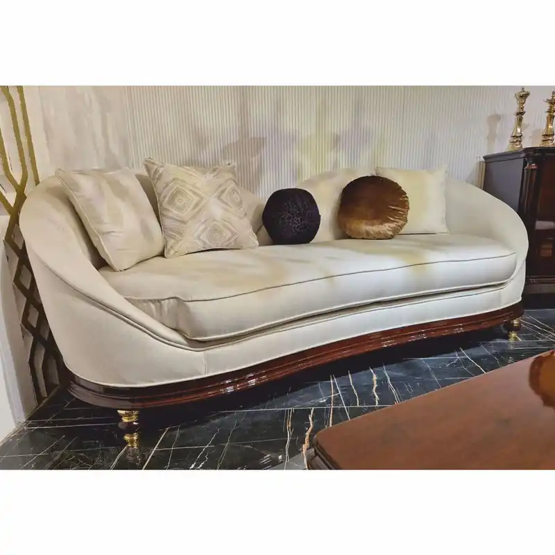 Top-Seller Casa Padrino divano da soggiorno barocco di lusso crema / marrone scuro / oro 240 cm - Mobile in stile barocco