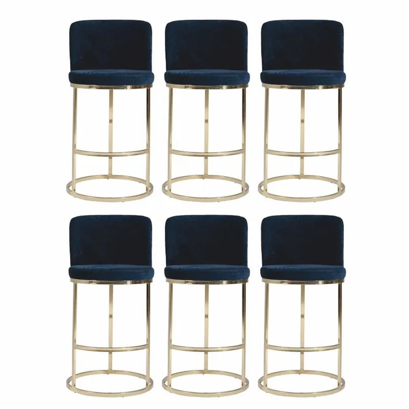 Casa Padrino set di 6 sedie da bar di lusso blu scuro / oro A. 110 cm - Mobili da bar Meistverkauft