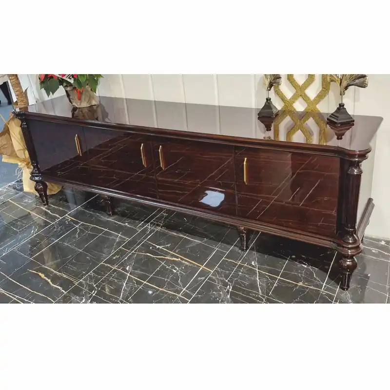 Must-Have Casa Padrino armadio TV barocco di lusso marrone scuro 220 cm - Mobile da soggiorno in stile barocco