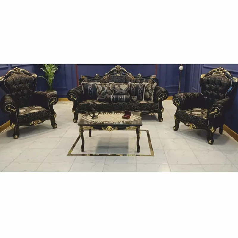 Top-Seller Casa Padrino set di mobili da soggiorno barocco nero / oro - Mobili in stile barocco