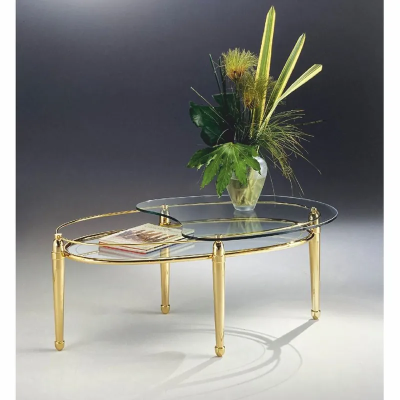 Sale Casa Padrino tavolo da salotto di lusso in ottone con piani in vetro 115 cm - Fatto in Italia