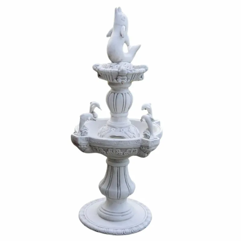 Casa Padrino fontana barocco delfini bianco / grigio Ø 80 x A. 170 cm Geprüft