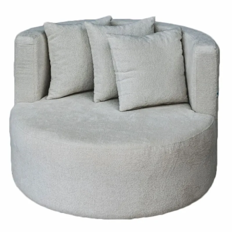 Direktkauf Casa Padrino poltrona di lusso grigio chiaro Ø 105 x A. 75 cm - Poltrona rotonda da soggiorno e giardino
