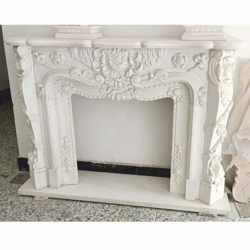 Casa Padrino cornice del camino in marmo barocco di lusso bianco 150 x A. 110 cm - Mobili barocco Bestpreis
