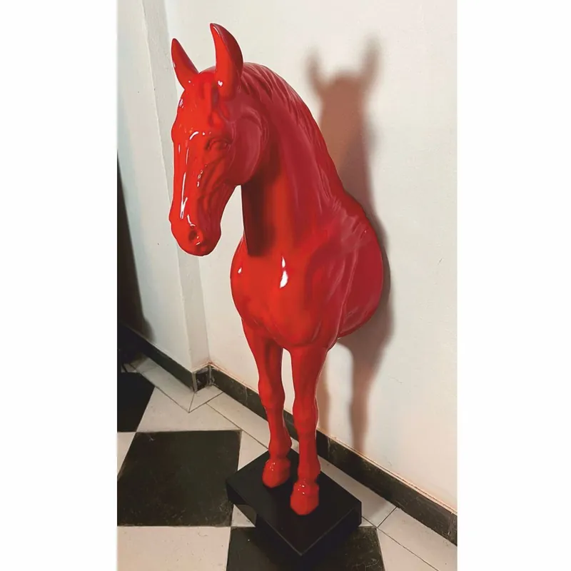 Bestseller Casa Padrino scultura decorativa da parete cavallo rosso / nero A. 96 cm - Figura decorativa