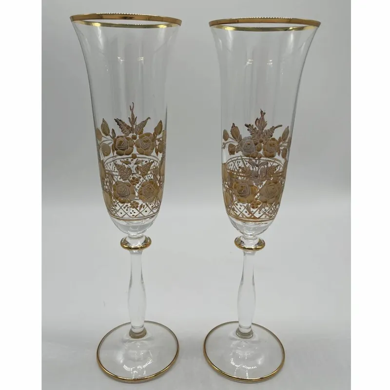 Top-Preis Casa Padrino set di 2 bicchieri da champagne Art Nouveau di lusso oro