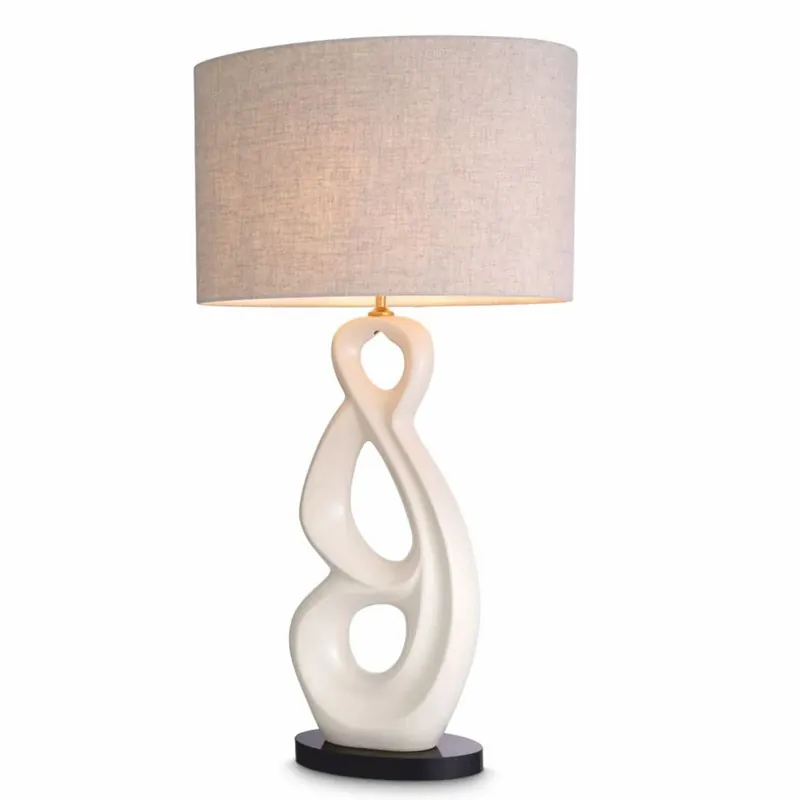 Casa Padrino lampada da tavolo in ceramica con paralume ovale bianco / nero / grigio A. 89 cm Direkt Vom Hersteller