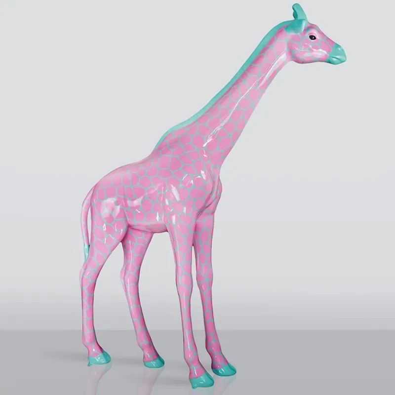 Casa Padrino scultura decorativa XXL giraffa rosa / verde menta A. 320 cm - Enorme figura decorativa da giardino Saisonangebot