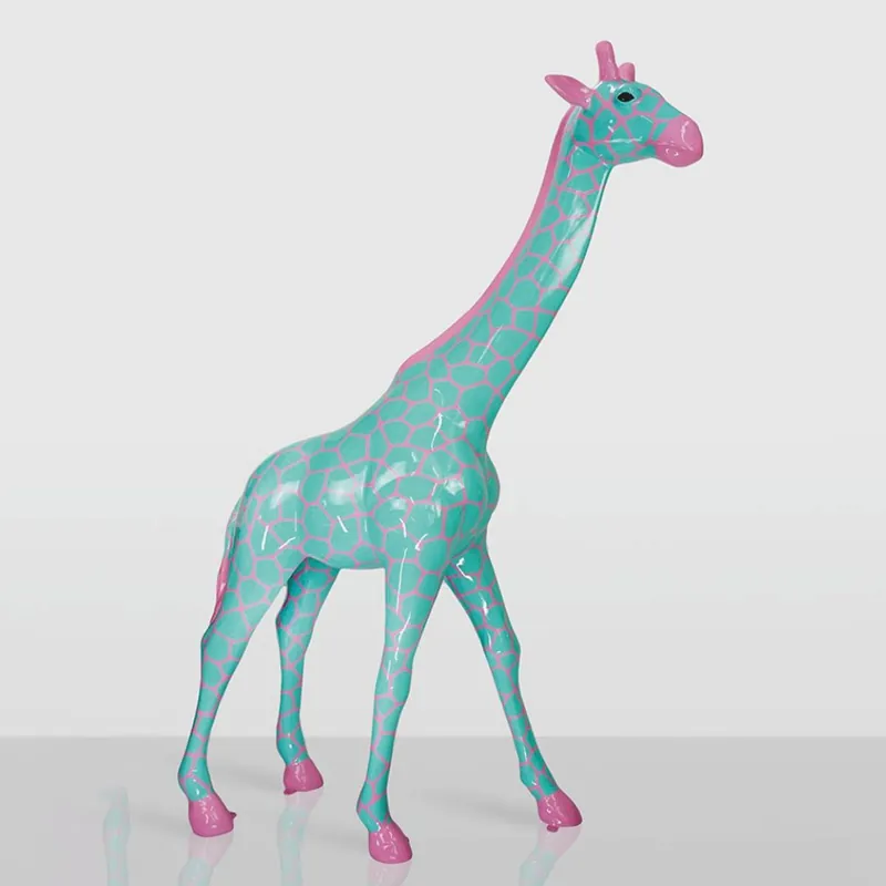 Heißes Angebot Casa Padrino scultura decorativa XXL giraffa verde menta / rosa A. 230 cm - Enorme figura decorativa da giardino