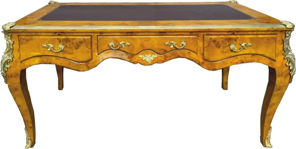 Top-Angebot Casa Padrino scrivania barocco con 3 cassetti acero occhiolinato / oro 160 cm - Mobili da ufficio barocchi