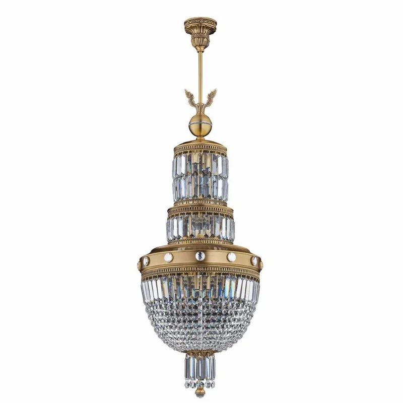 Casa Padrino lampadario in cristallo barocco di lusso ottone con patina Ø 40 x A. 120 cm Markenprodukt