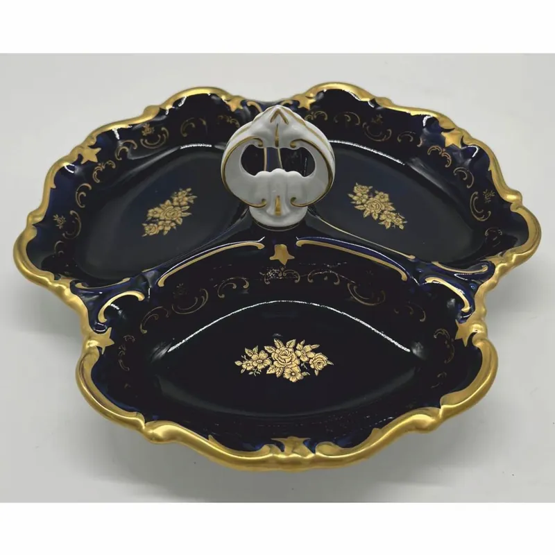 Casa Padrino ciotola da portata in porcellana barocco di lusso con manico Ø 25 cm - Porcellana di Reichenbach Echt