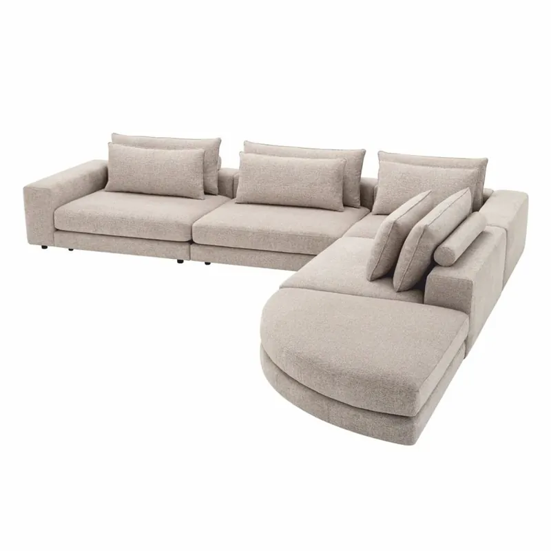 Casa Padrino Divano ad Angolo di Lusso Greige / Nero 388 x 360 cm - Divano Soggiorno Modulare - Mobili Soggiorno Sale