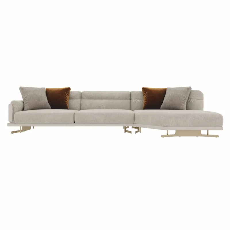 Preisreduziert Casa Padrino divano angolare di lusso grigio / ottone 360 cm - Divano da soggiorno e hotel