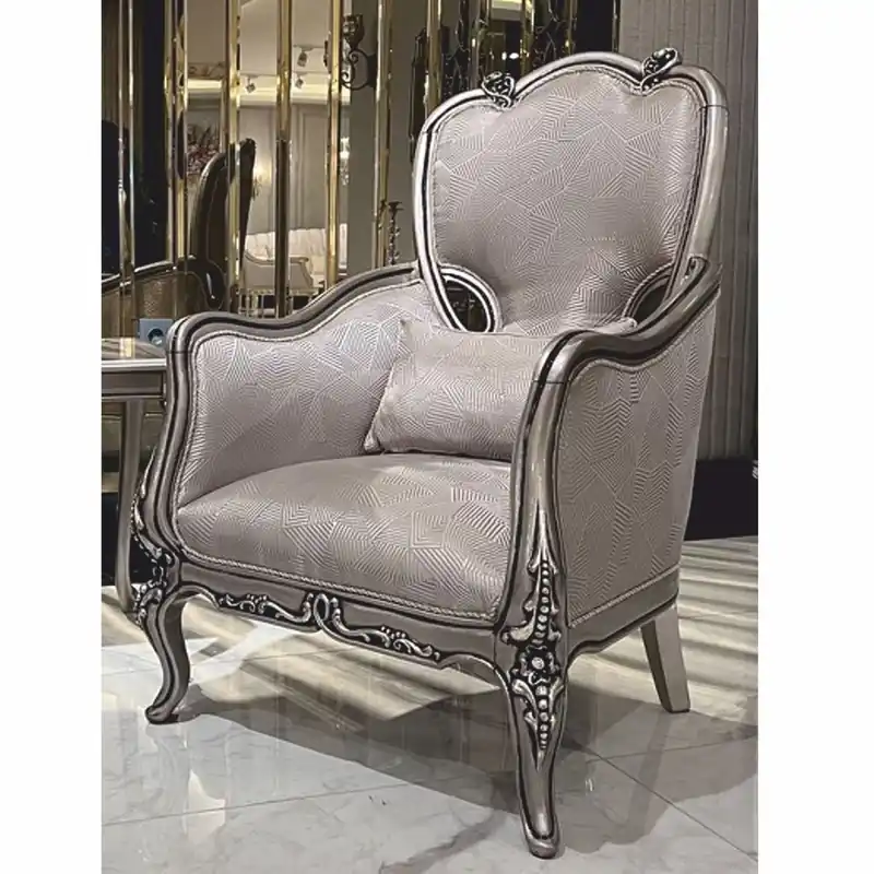 Zertifiziert Casa Padrino poltrona barocco di lusso con cuscini argento A. 113 cm - Mobile da soggiorno in stile barocco