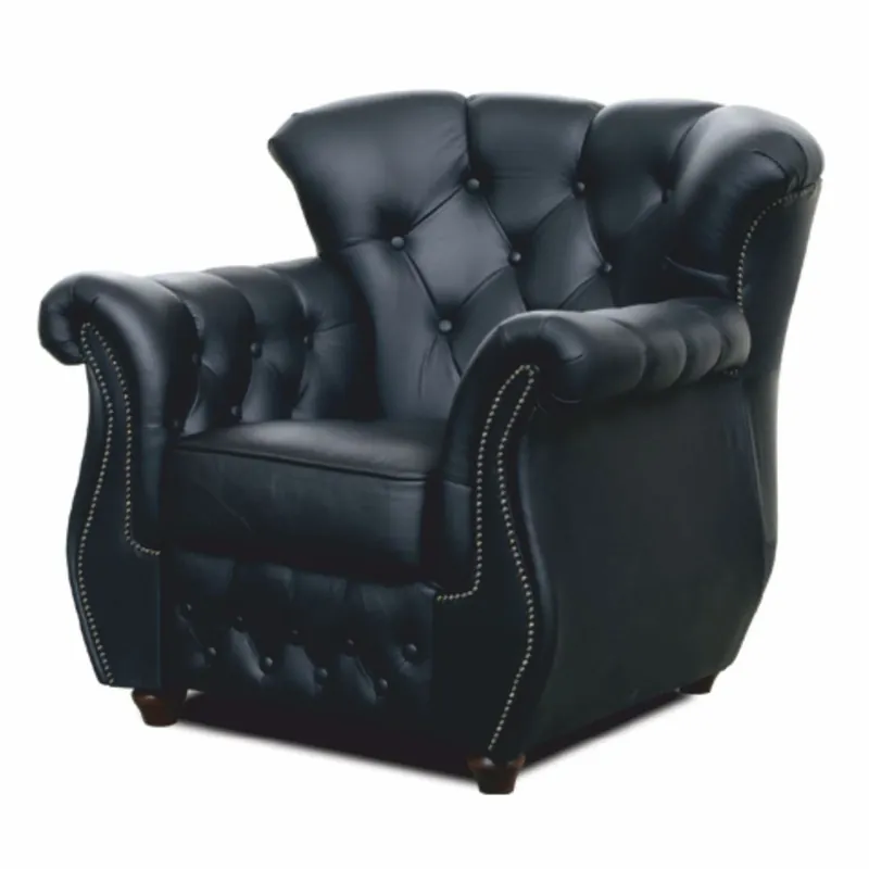 Preisreduziert Casa Padrino Poltrona Chesterfield di Lusso in Pelle Nero / Marrone Scuro - Mobili Chesterfield