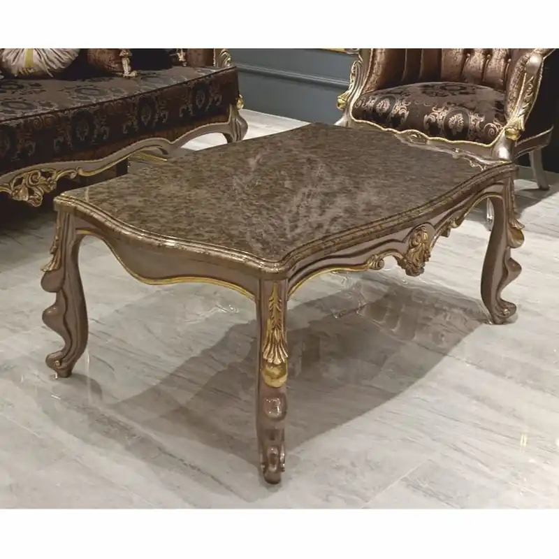 Casa Padrino tavolo da soggiorno barocco di lusso grigio / oro 123 cm - Mobile da soggiorno in stile barocco Billig