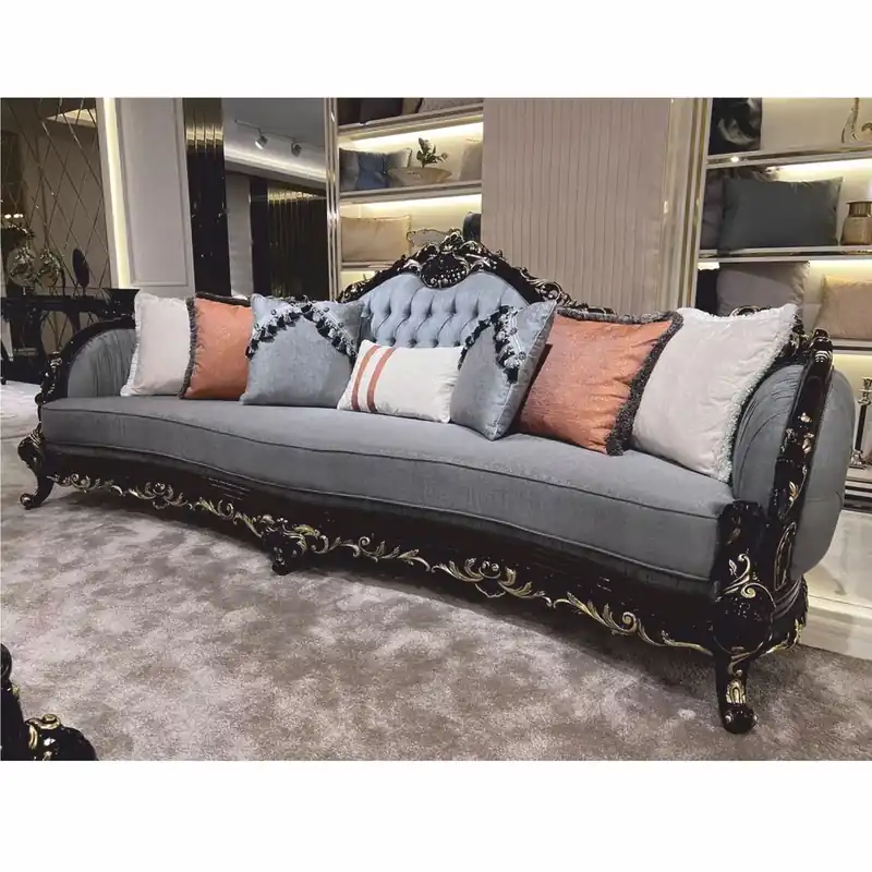 Kracherpreis Casa Padrino divano da soggiorno barocco di lusso azzurro / marrone scuro / oro 295 cm - Mobile barocco