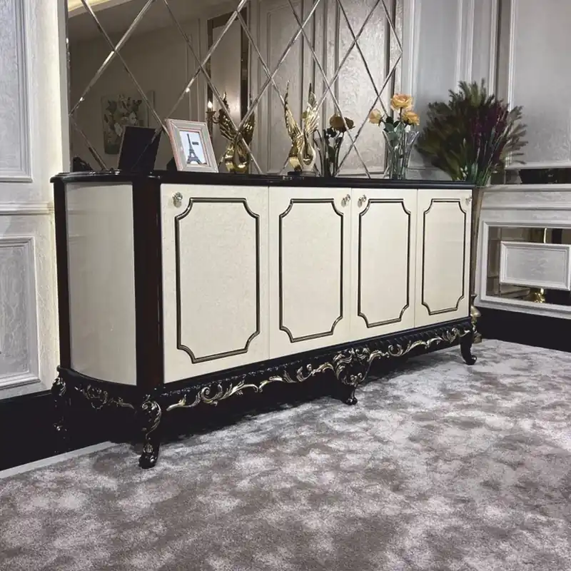 Solange Der Vorrat Reicht Casa Padrino credenza barocco di lusso crema / marrone scuro / oro 230 cm - Mobili in stile barocco