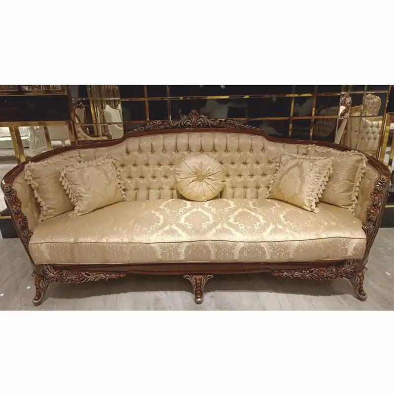 Casa Padrino divano da soggiorno barocco di lusso oro / marrone scuro / grigio / bronzo 245 cm - Mobili barocchi Preiswert