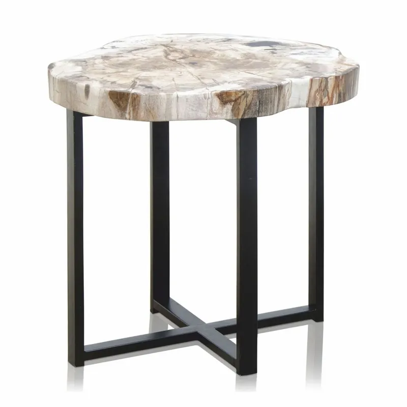 Casa Padrino tavolino di lusso con piano in legno pietrificato A. 45 cm - Mobili di lusso Schneller Versand