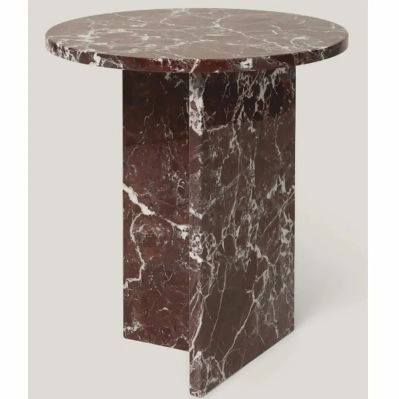 Schneller Versand Casa Padrino Tavolino di Lusso in Marmo Rosso Scuro Ø 45 x A. 50 cm - Mobile in Marmo