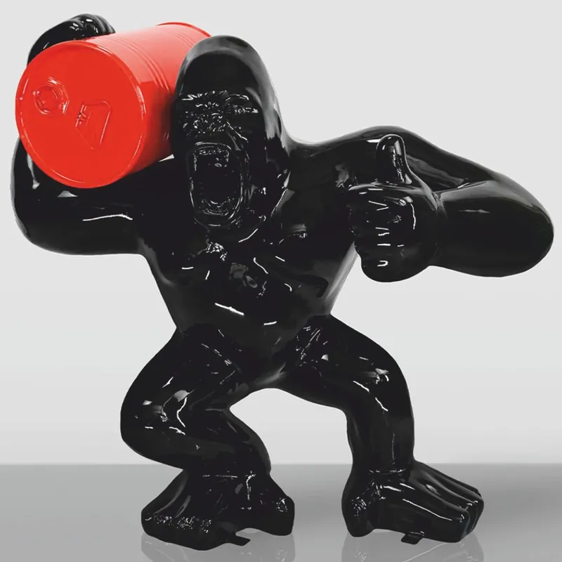 Top-Preis Casa Padrino scultura decorativa gorilla con canna nero / rosso A. 110 cm - Grande figura decorativa