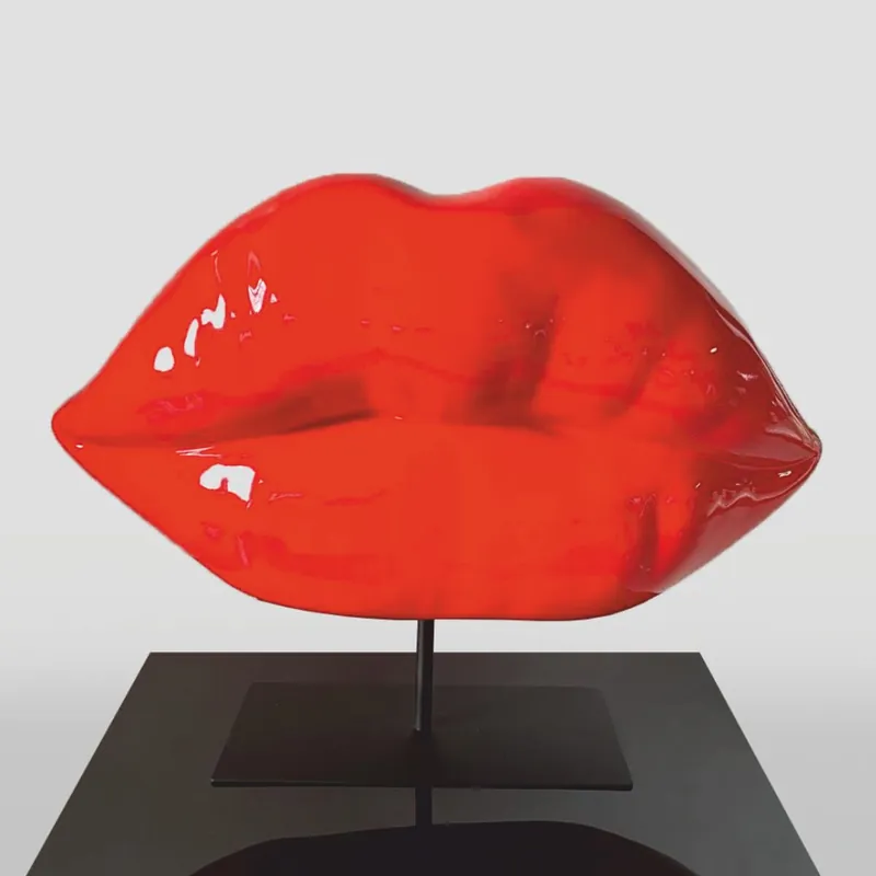 Casa Padrino bocca labbra decorativa XXL con supporto rosso / nero 120 cm - Accessori decorativi Saisonangebot