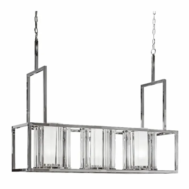 Casa Padrino lampada a sospensione in metallo con paralumi in vetro argento 120 cm Jetzt Bestellen