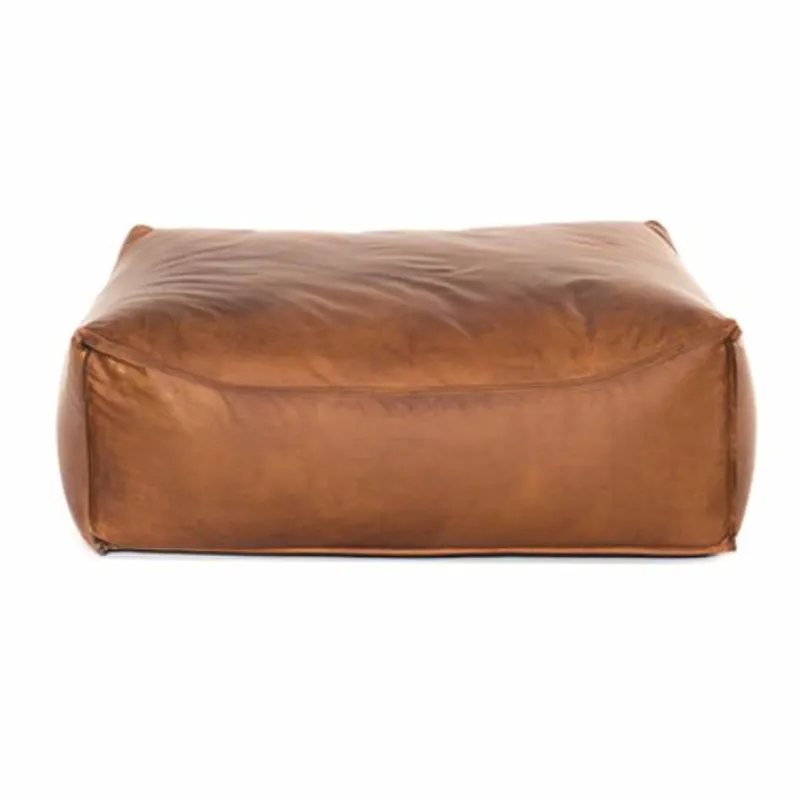 Abverkauf Casa Padrino sgabello di lusso in vera pelle marrone chiaro 107 x 107 x A. 43 cm - Mobile in pelle
