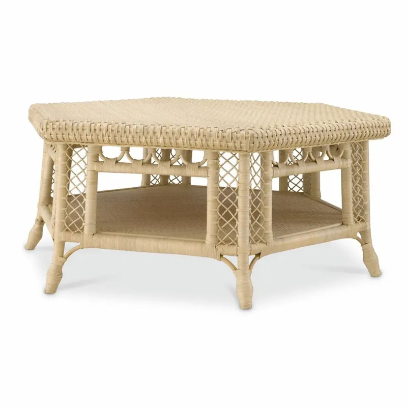 Casa Padrino tavolo da salotto di lusso in rattan naturale 120 x 105 x A. 50 cm - Mobile da soggiorno Finale Aktion