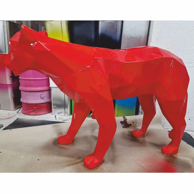 Casa Padrino scultura decorativa puma gatto rosso 150 cm - Figura decorativa astratta Rabatt