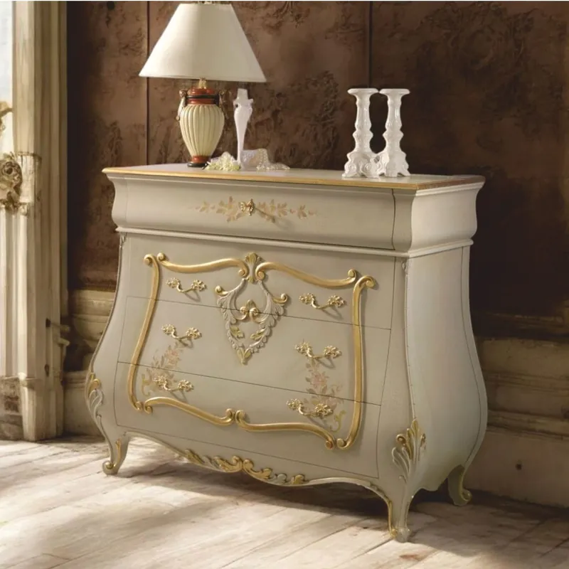 Abverkauf Casa Padrino cassettone per camera da letto barocco di lusso con 4 cassetti crema / oro - Fatto in Italia