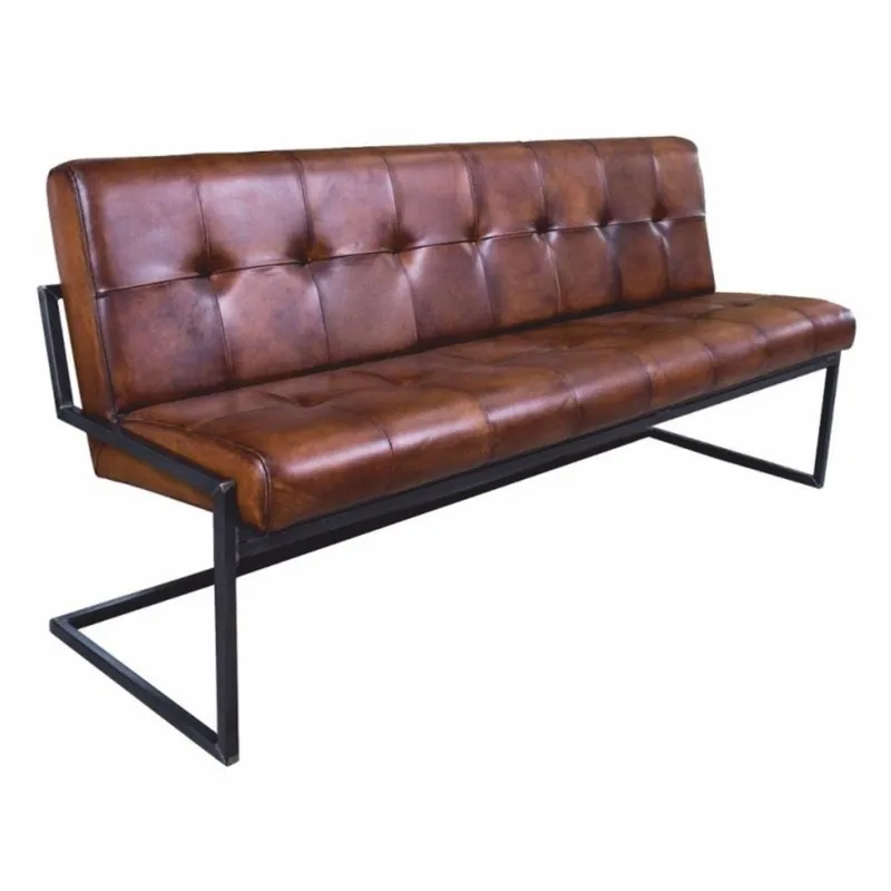 Neue Kollektion Casa Padrino panca Chesterfield di lusso in vera pelle marrone / nero 185 cm - Mobili in vera pelle