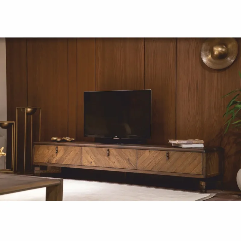 Nur Für Kurze Zeit Casa Padrino armadio TV di lusso con 3 cassetti marrone 240 cm - Mobili per soggiorno e hotel