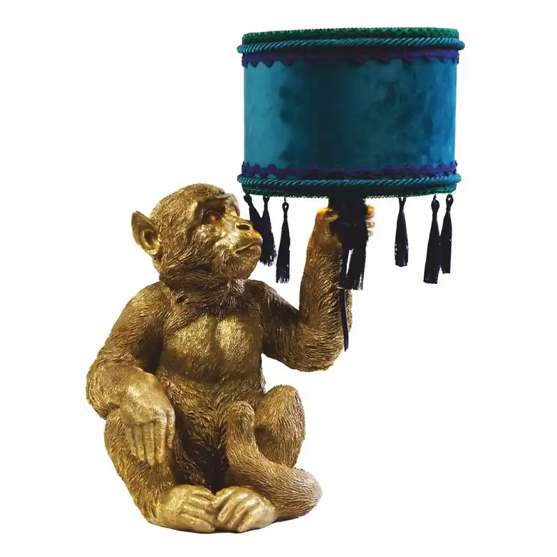 Neu Im Sortiment Casa Padrino lampada da tavolo di lusso scimmia oro / blu / verde A. 50 cm - Luci di lusso