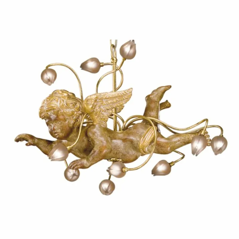 Casa Padrino lampada a sospensione a LED Art Nouveau di lusso oro antico / ambra 60 cm - Fatto in Italia Ausverkauf