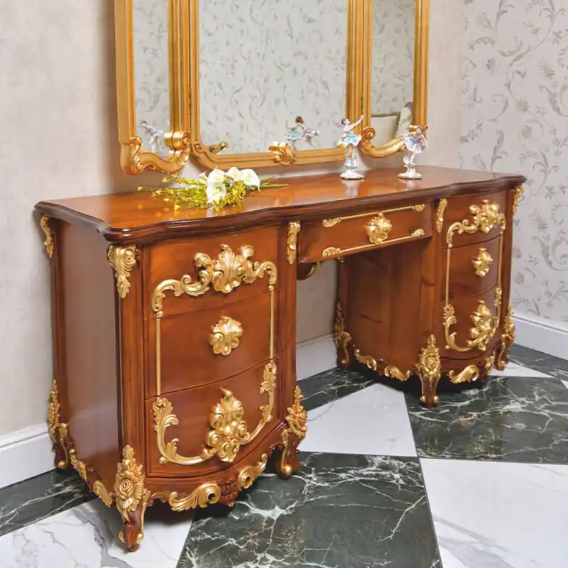 Aktuell Casa Padrino tavolo da trucco barocco di lusso marrone / oro 170 cm - Fatto in Italia