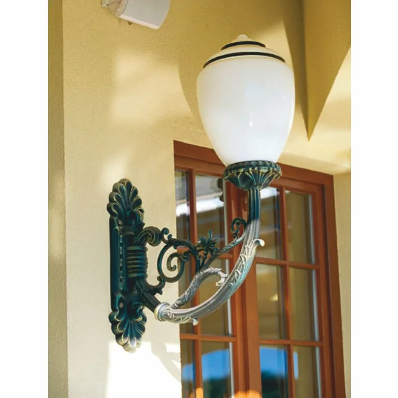 Casa Padrino lampada da parete per esterno barocco verde antico / bianco A. 89,5 cm - Illuminazione da esterno Aktuell