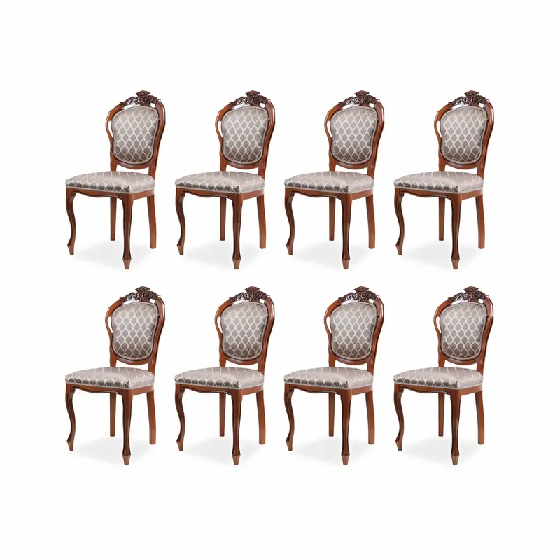 Casa Padrino set di 8 sedie da pranzo barocco di lusso con motivo grigio / marrone A. 102 cm Nur Für Kurze Zeit