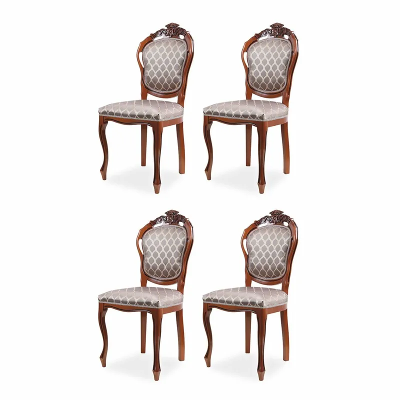 Casa Padrino set di 4 sedie da pranzo barocco di lusso con motivo grigio / marrone A. 102 cm Jetzt Kaufen