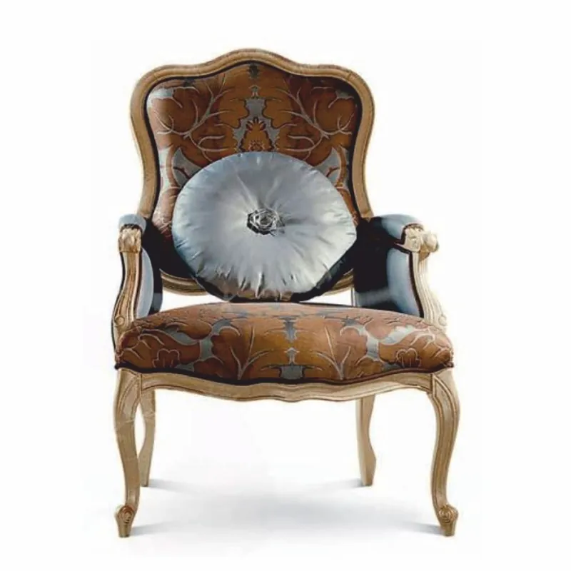 Expressversand Casa Padrino Poltrona Barocco di Lusso Marrone / Grigio / Naturale Antico - Fatto in Italia