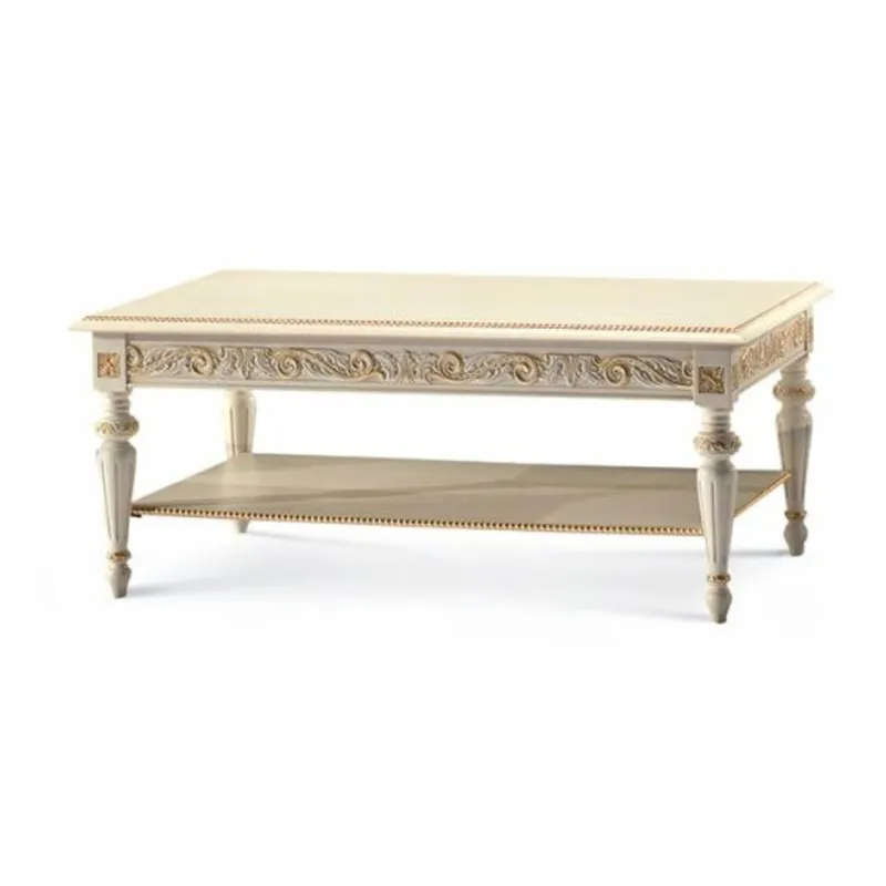 Casa Padrino tavolo da salotto barocco di lusso bianco / oro 120 cm - Fatto in Italia Meistverkauft