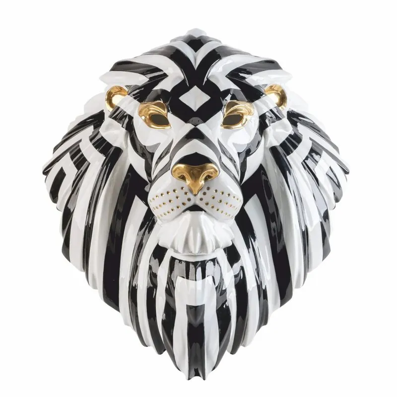 Casa Padrino maschera decorativa in porcellana di lusso leone bianco / nero / oro 38 x 30 x A. 60 cm Abverkauf