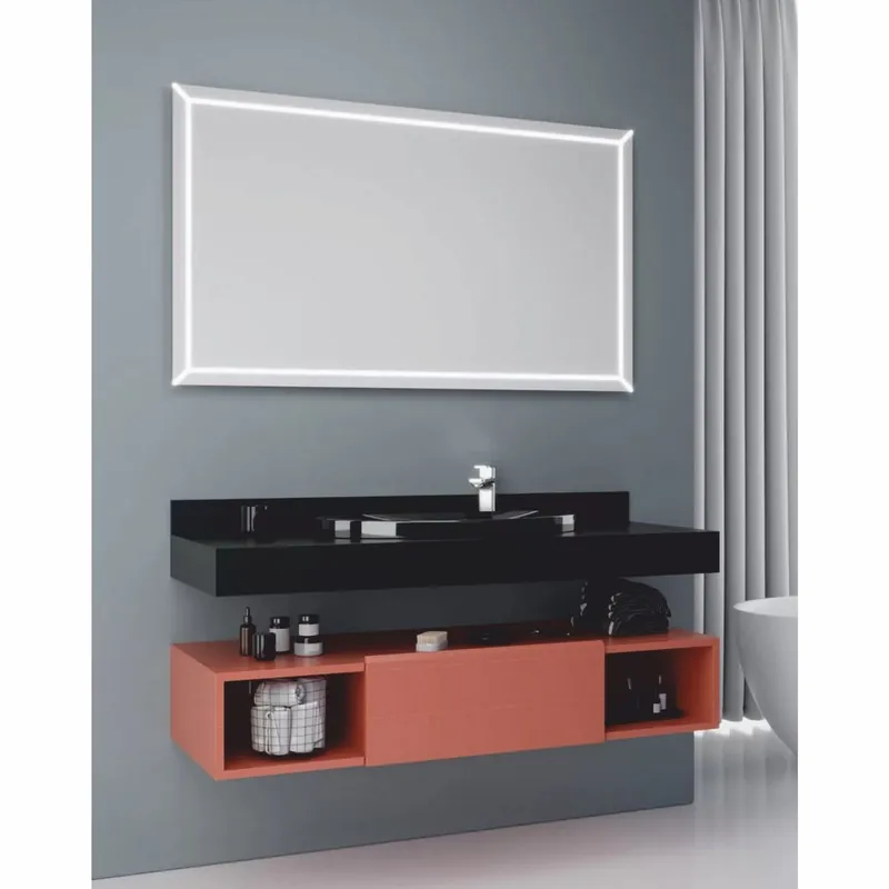 Zertifiziert Casa Padrino set da bagno di lusso nero opaco / rosa opaco 120 cm - Mobili da bagno